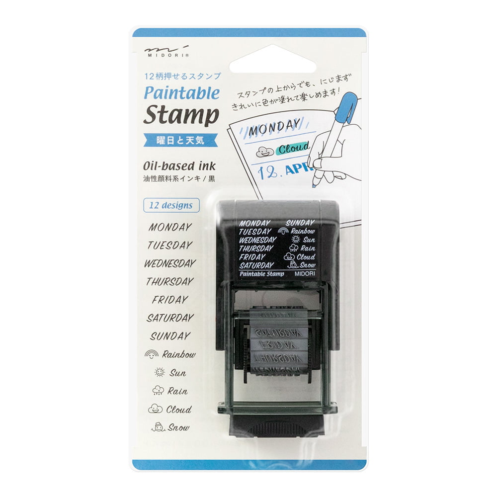 Midori Pre-Inked Stempel Paintable Rotating Stamp Days of the Week + Weather bei Nauli and Stories
