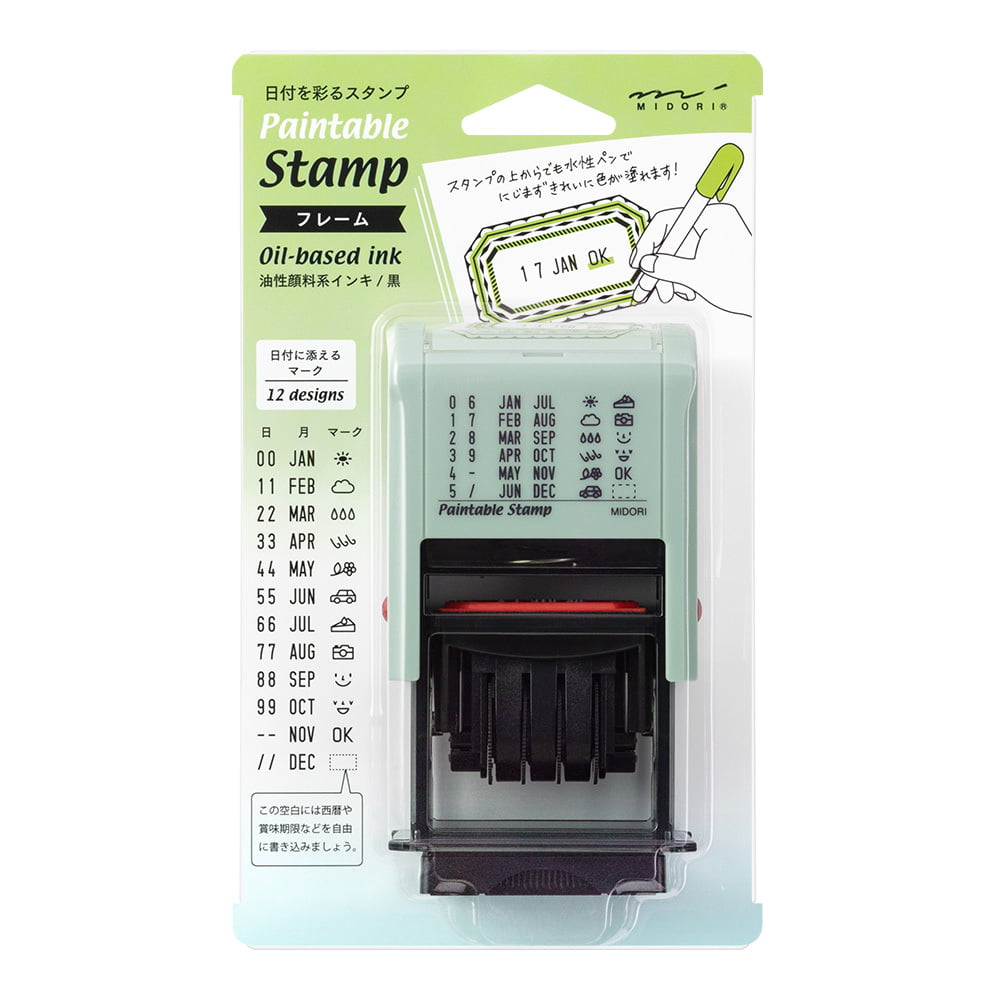 Midori Pre-Inked Stempel Paintable Rotating Date Stamp Frame bei Nauli and Stories