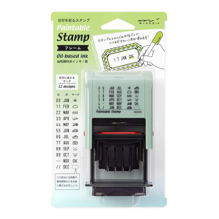 Midori Pre-Inked Stempel Paintable Rotating Date Stamp Frame bei Nauli and Stories