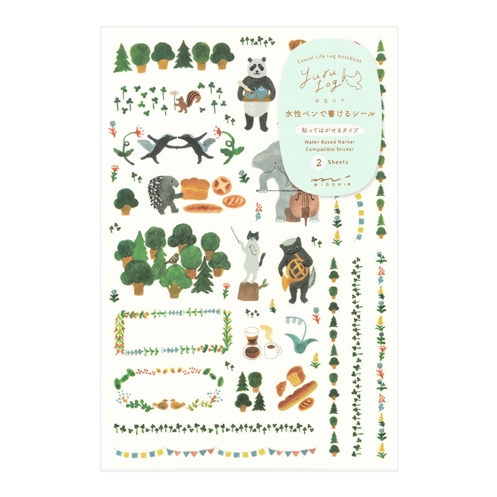 Midori Sticker Yuru Log Sticker Two Sheets Forest Animals - Waldtiere bei Nauli and Stories