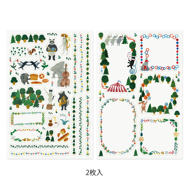 Midori Sticker Yuru Log Sticker Two Sheets Forest Animals - Waldtiere bei Nauli and Stories
