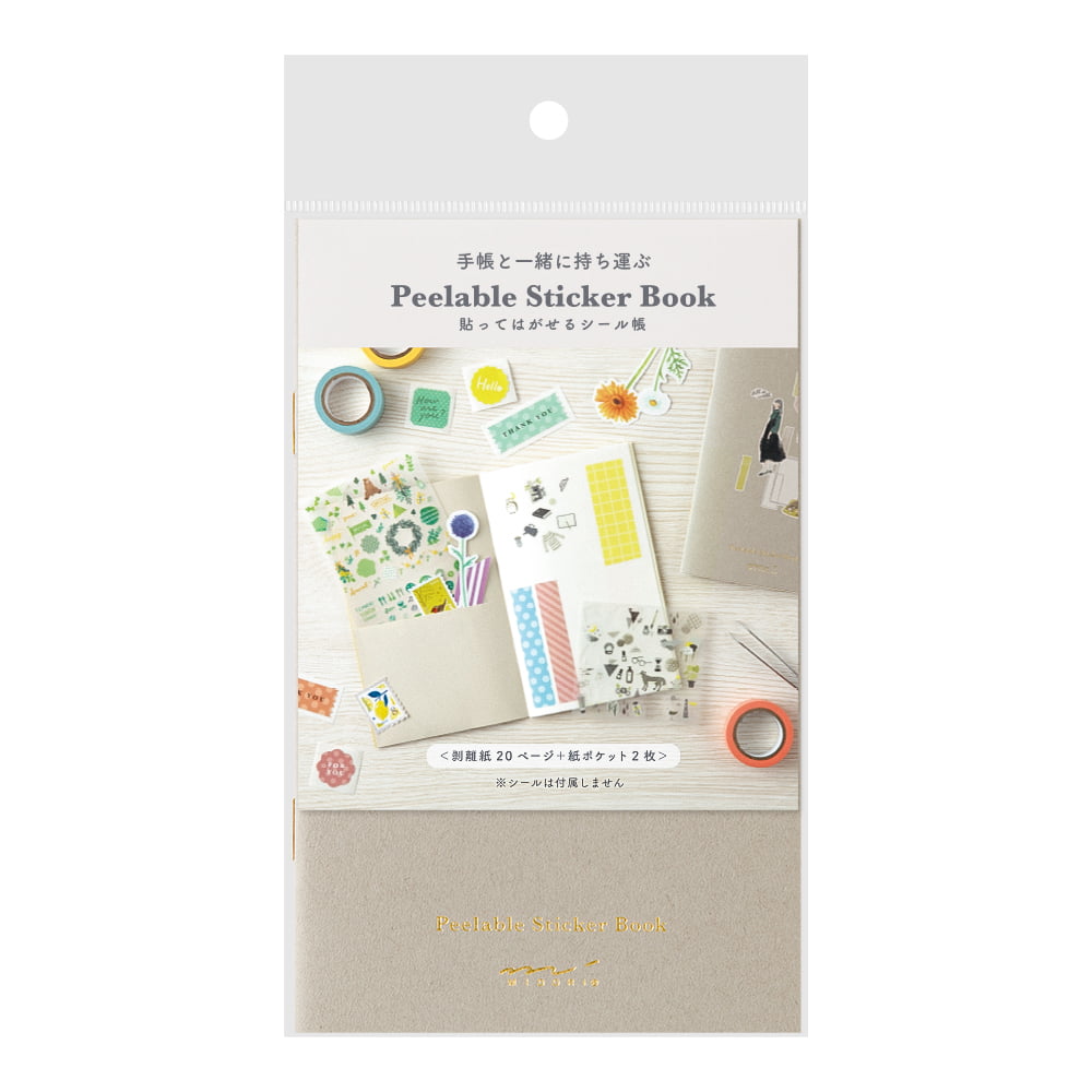 Midori Stickerbuch Sticker Book with Pocket Gray bei Nauli and Stories