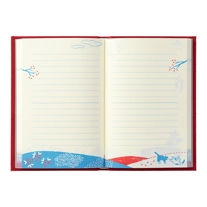 Midori Tagebuch 1- Jahr- Tagebuch Diary Cat mit besticktem Lesezeichen bei Nauli and Stories
