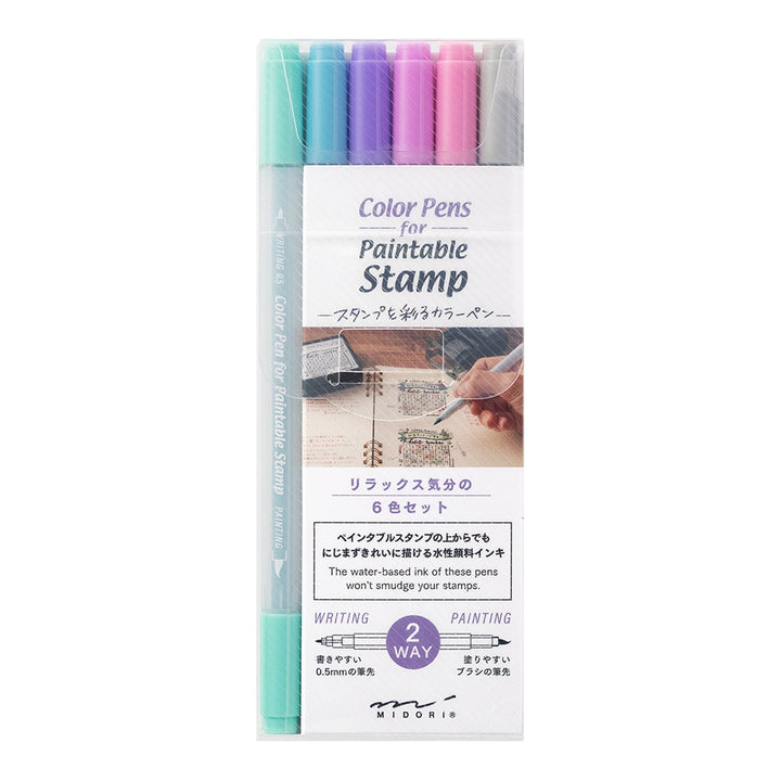 Midori Filzstifte Filzstift - Set für paintable Stamps -  6 Colors "Relax" bei Nauli and Stories