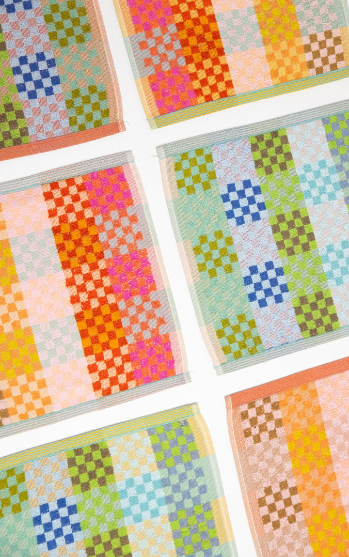 Odds & Ends Handtücher 2er Pack- saugfähige Baumwoll- Handtücher #84 Checkered Check, 30x30cm bei Nauli and Stories