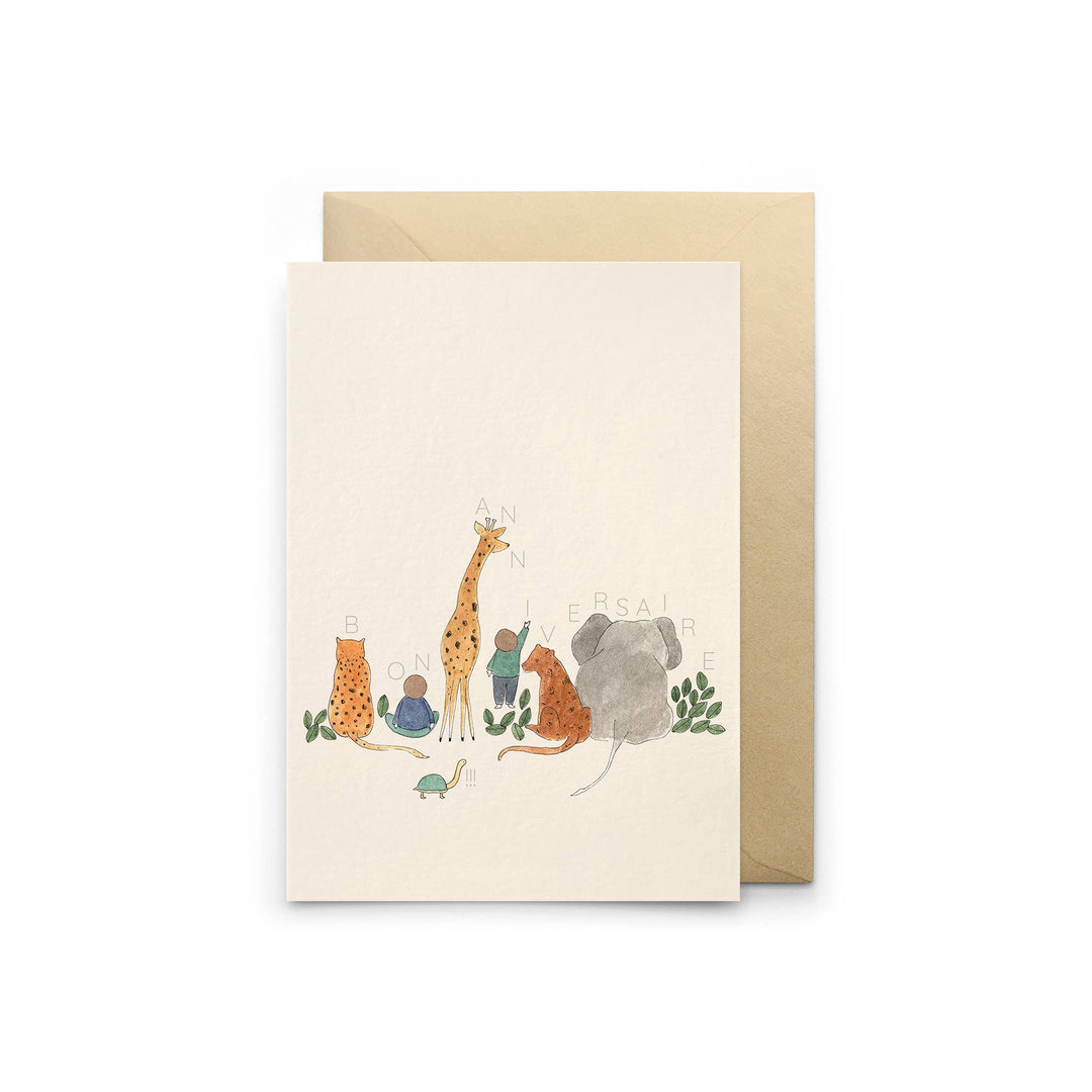 Petit Gramme Grußkarte Geburtstagskarte | BON ANNIVERSAIRE | wilde Tiere bei Nauli and Stories