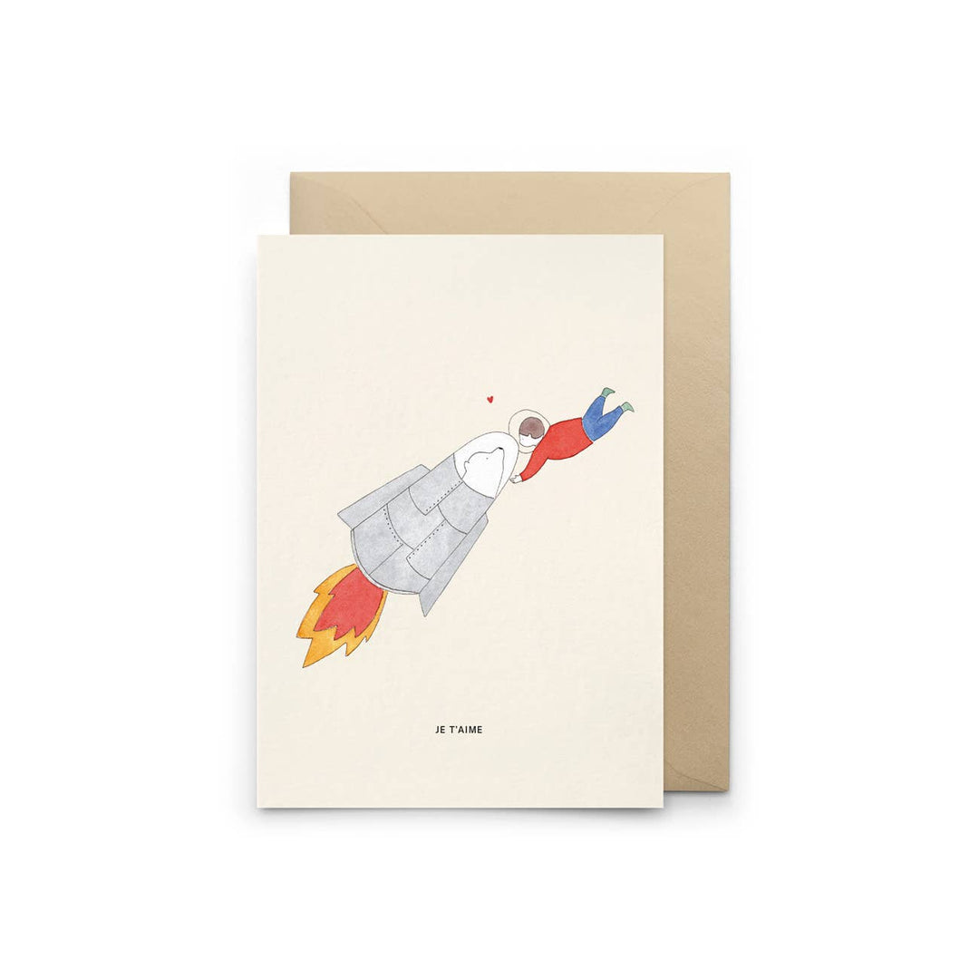 Petit Gramme Valentinskarte Grußkarte | JE T'AIME | Rakete bei Nauli and Stories