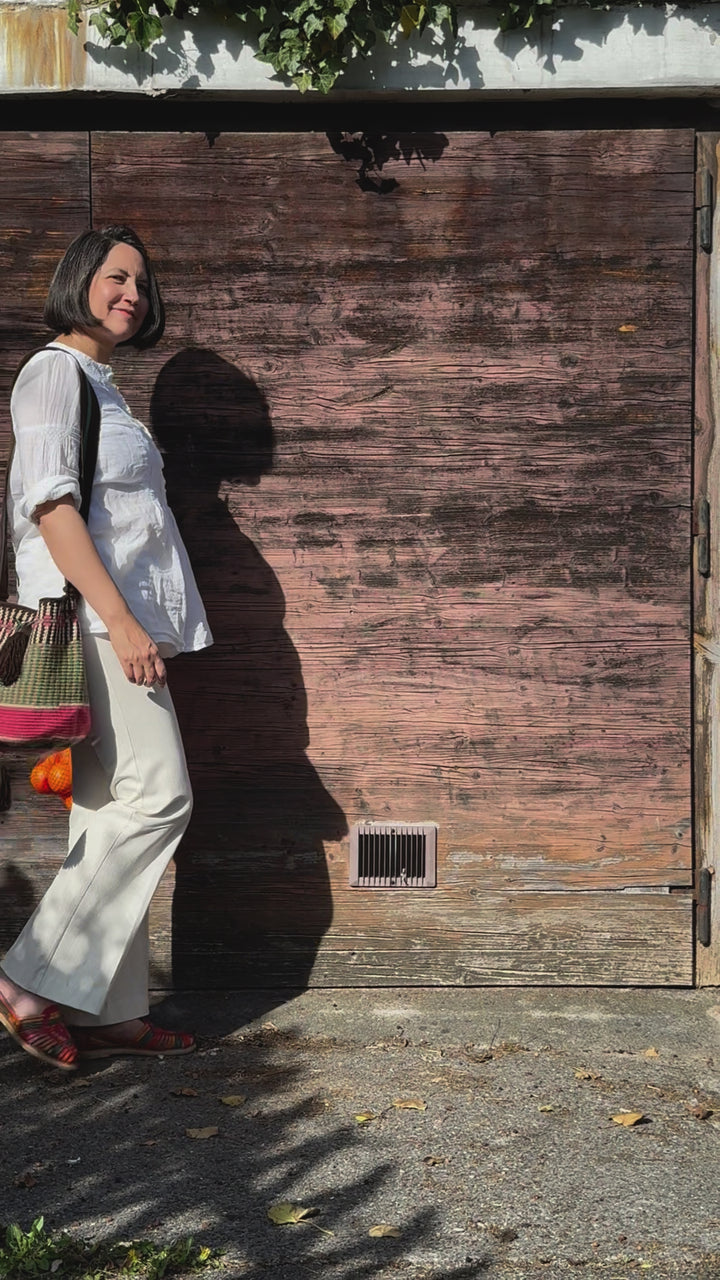 Striped crossbody bag L | Chocolate