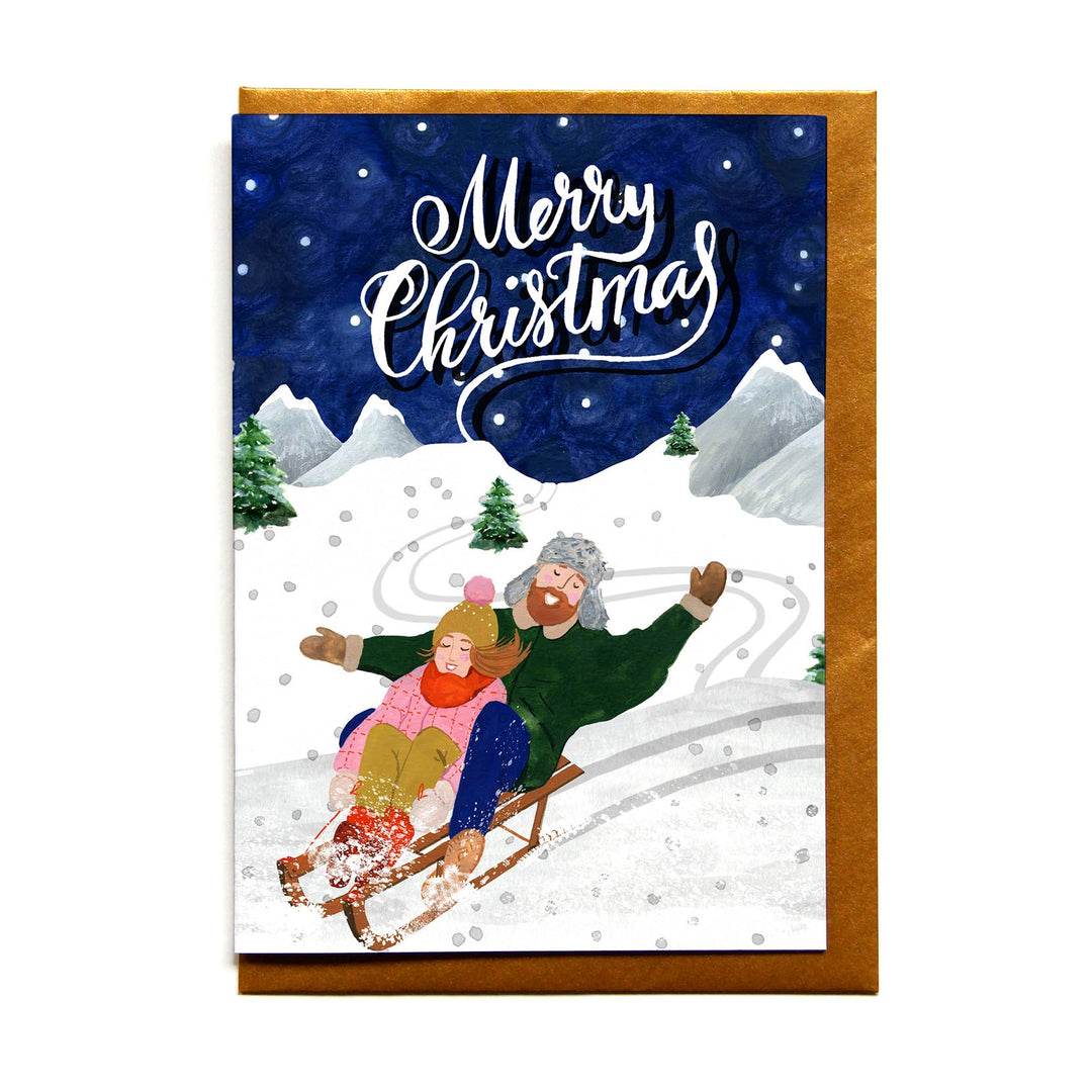 REDDISH DESIGN Weihnachten Weihnachtskarte Schlittenfahrt