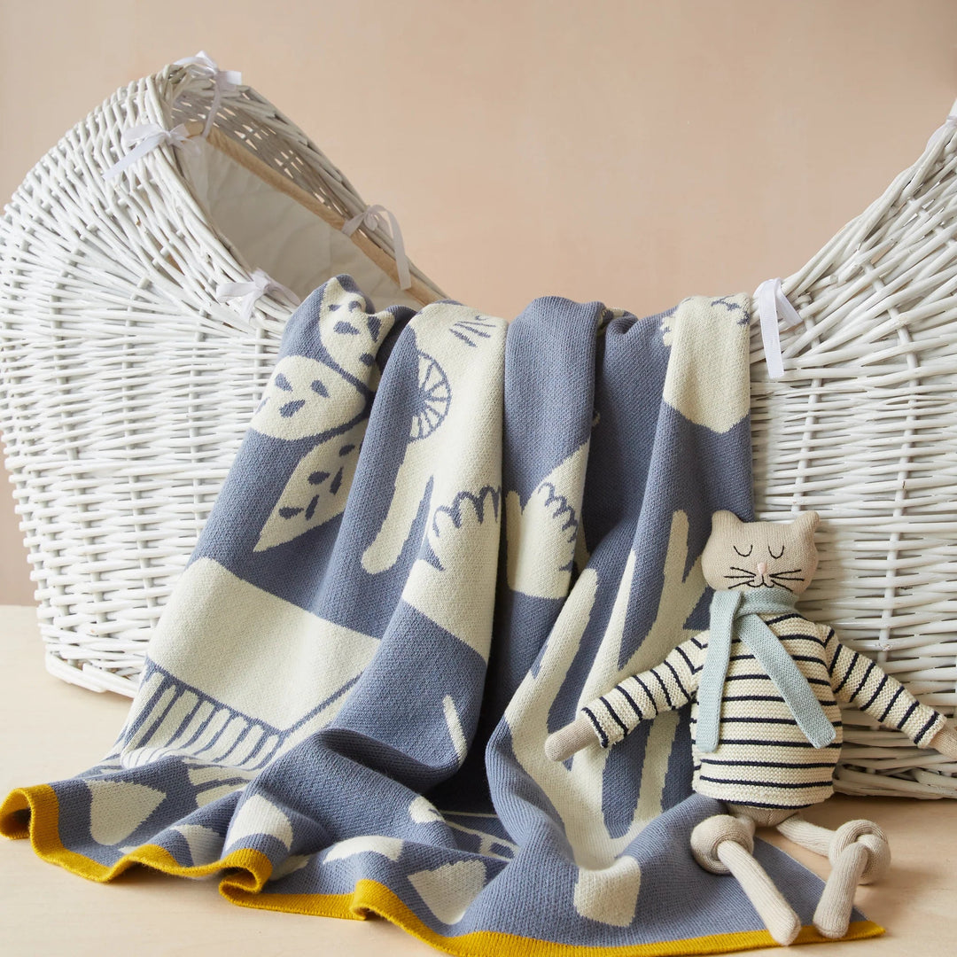 Sophie Home Babydecke Babydecke aus Baumwolle blaugrau bei Nauli and Stories