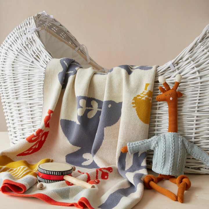 Sophie Home Babydecke gestrickte Babydecke aus 100% Baumwolle Folk Multi bei Nauli and Stories