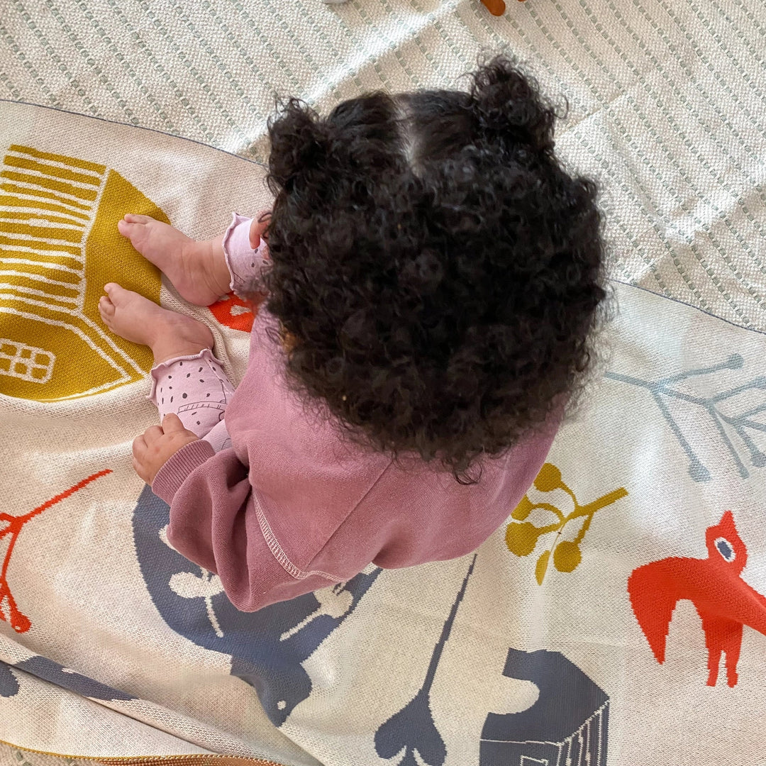 Sophie Home Babydecke gestrickte Babydecke aus 100% Baumwolle Folk Multi bei Nauli and Stories