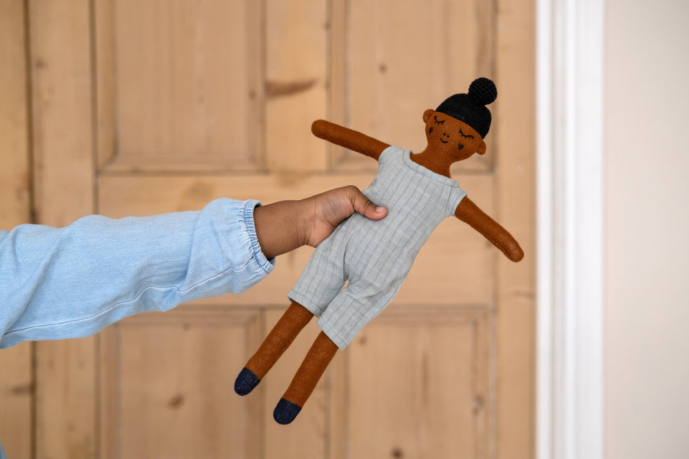 Sophie Home Puppe Puppe aus Baumwollstrick | Buddy Aqua bei Nauli and Stories