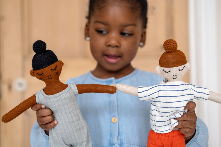 Sophie Home Puppe Puppe aus Baumwollstrick | Buddy Aqua bei Nauli and Stories