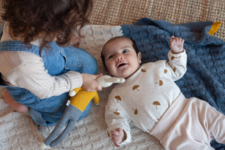 Sophie Home Babydecke Babydecke aus Baumwolle Blaugrau / Cremefarben bei Nauli and Stories