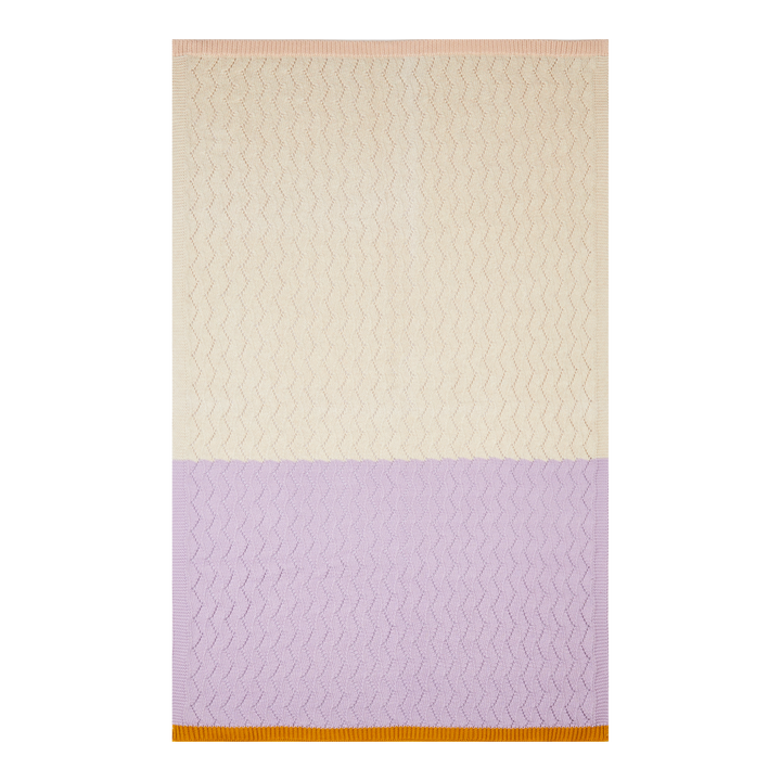 Sophie Home Babydecke Babydecke aus Baumwollstrick — Zigzag Knit: Fliederfarben/Cremefarben bei Nauli and Stories