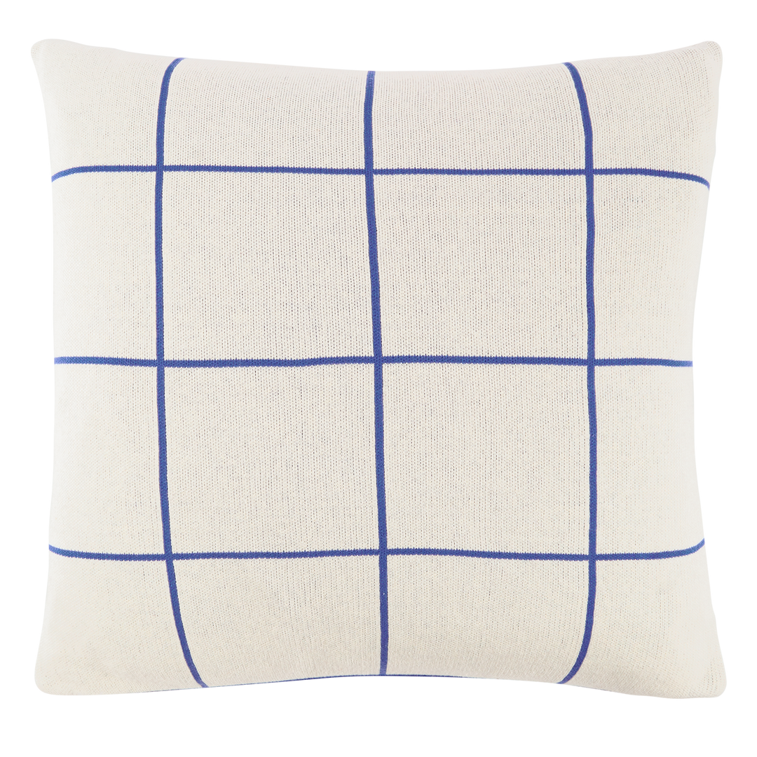 Sophie Home Ltd Zierkissen Cotton Knit Throw Pillow/Cushion Cover - Grid Cobalt