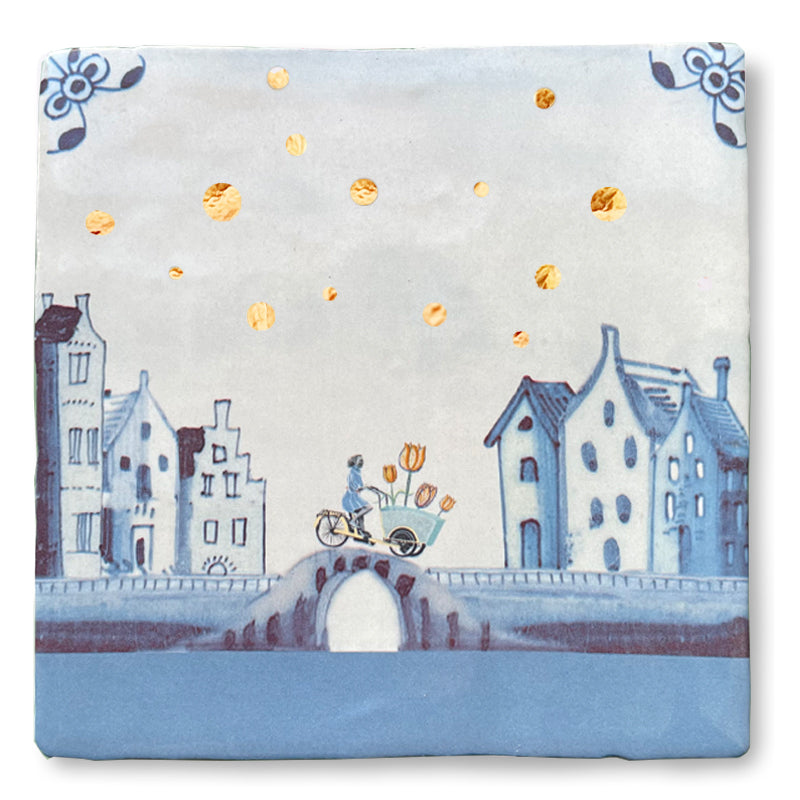 StoryTiles StoryTiles 10x10cm Happy Vibes in Amsterdam - Tulips on the way mit Gold - StoryTiles bei Nauli and Stories