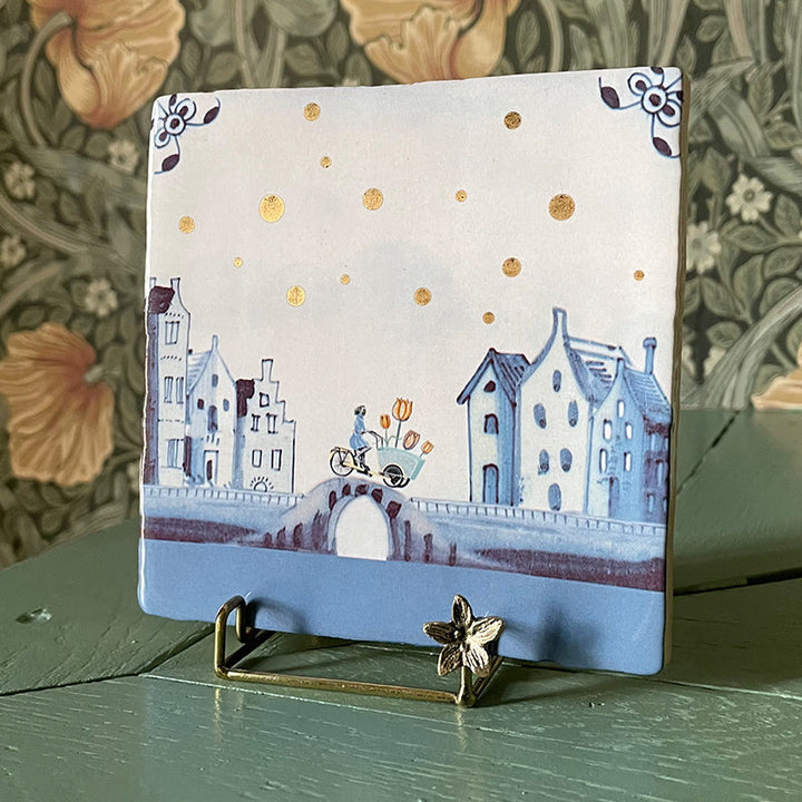 StoryTiles StoryTiles 10x10cm Happy Vibes in Amsterdam - Tulips on the way mit Gold - StoryTiles bei Nauli and Stories
