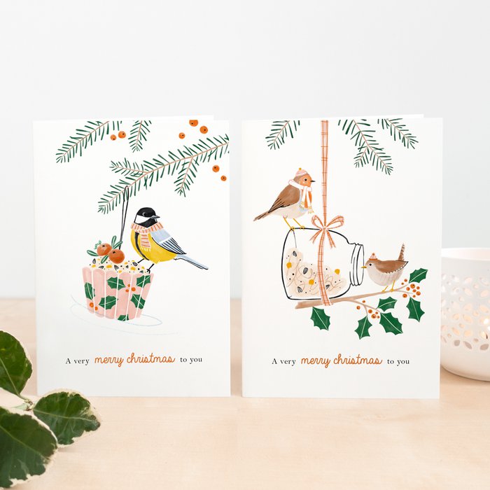 Studio Kuukeluus Weihnachten Weihnachtskarte Wintervögel bei Nauli and Stories