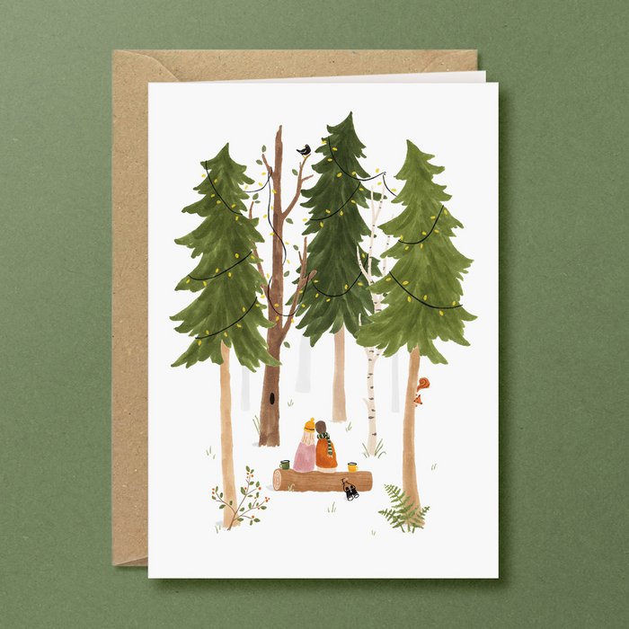 Studio Kuukeluus Weihnachten Weihnachtskarte Zusammen im Wald bei Nauli and Stories