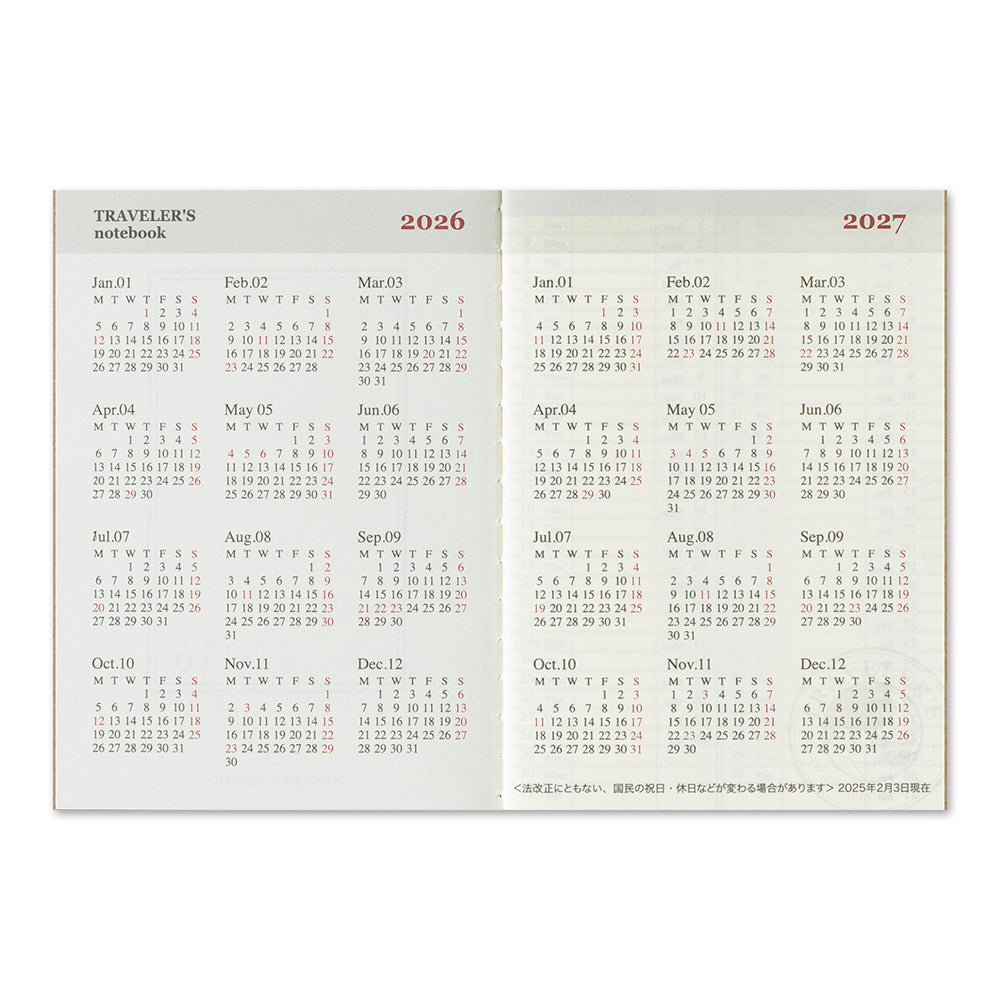 Traveler's Company Wochenkalender 2026 Weekly Diary - passport size  - TRAVELER'S notebook bei Nauli and Stories