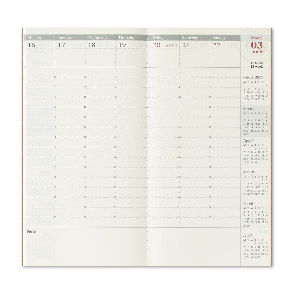 Traveler's Company Wochenkalender 2026 Weekly Diary + vertical refill - TRAVELER´S Notebook bei Nauli and Stories