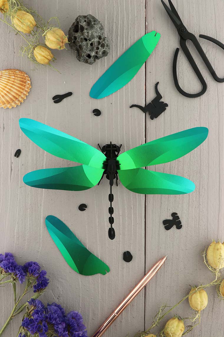 3D-Bastelset DIY-Set DIY - Bastel - Set - Anisoptera Libelle blaugrün bei Nauli and Stories