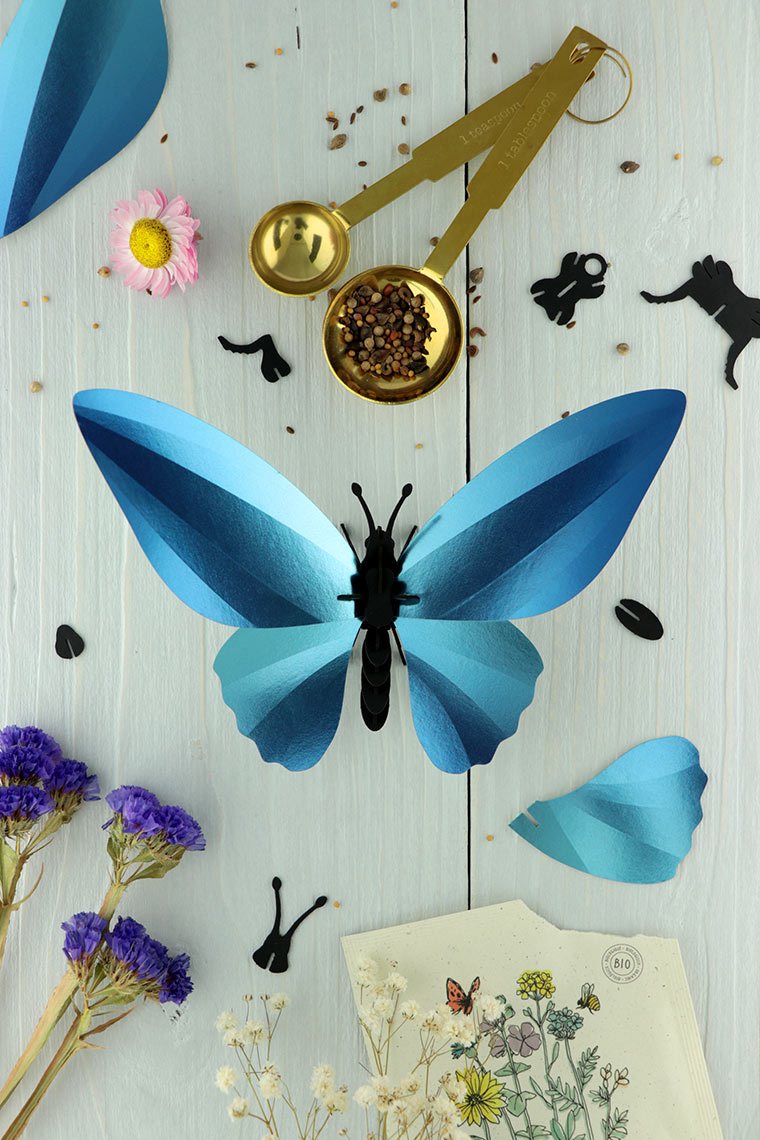 3D-Bastelset DIY-Set DIY - Bastel - Set - Birdwing Schmetterling - blau KI bei Nauli and Stories