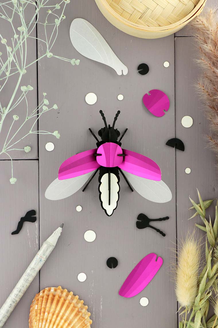 3D-Bastelset DIY-Set DIY - Bastel  - Set - Glühwürmchen pink bei Nauli and Stories