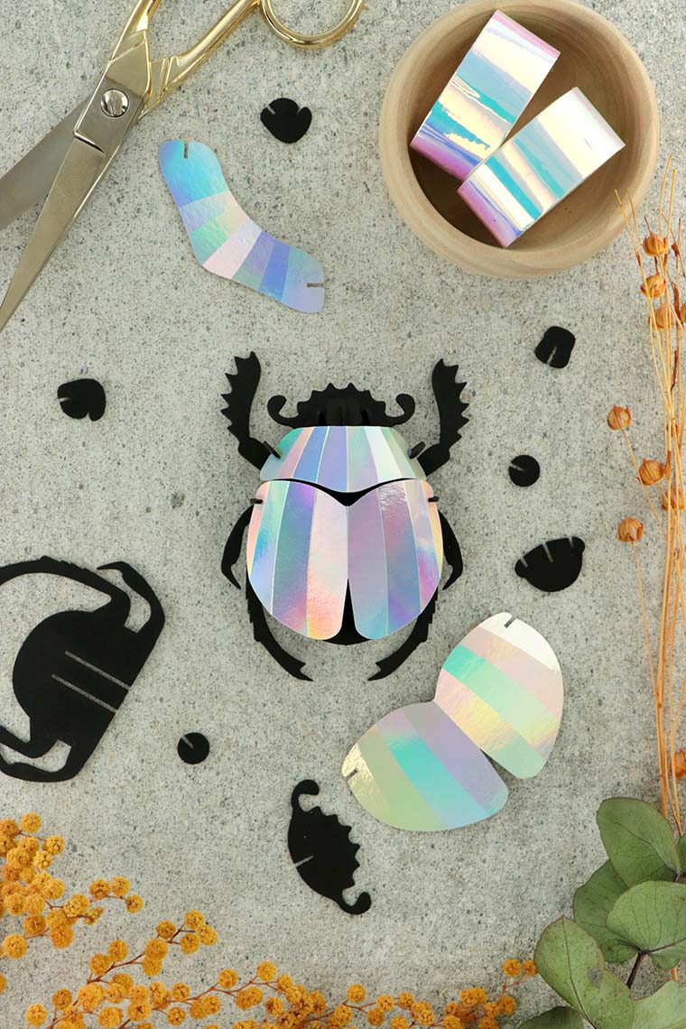 3D-Bastelset DIY-Set DIY - Bastel  - Set - Skarabäus Käfer - silber metallic bei Nauli and Stories