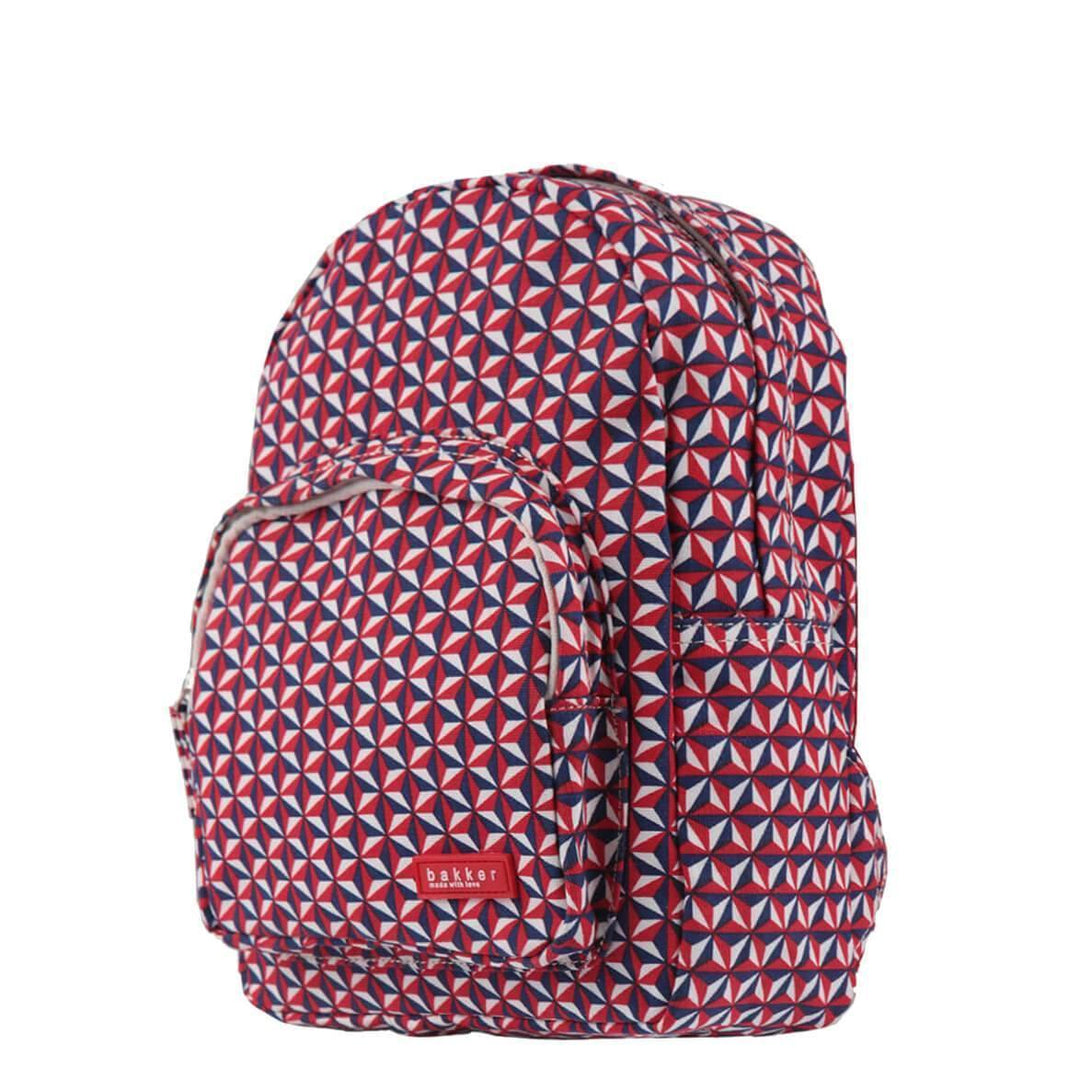 Bakker Kinderrucksack Kindergarten- Rucksack mit grafischem Muster in blau rot weiß bei Nauli and Stories