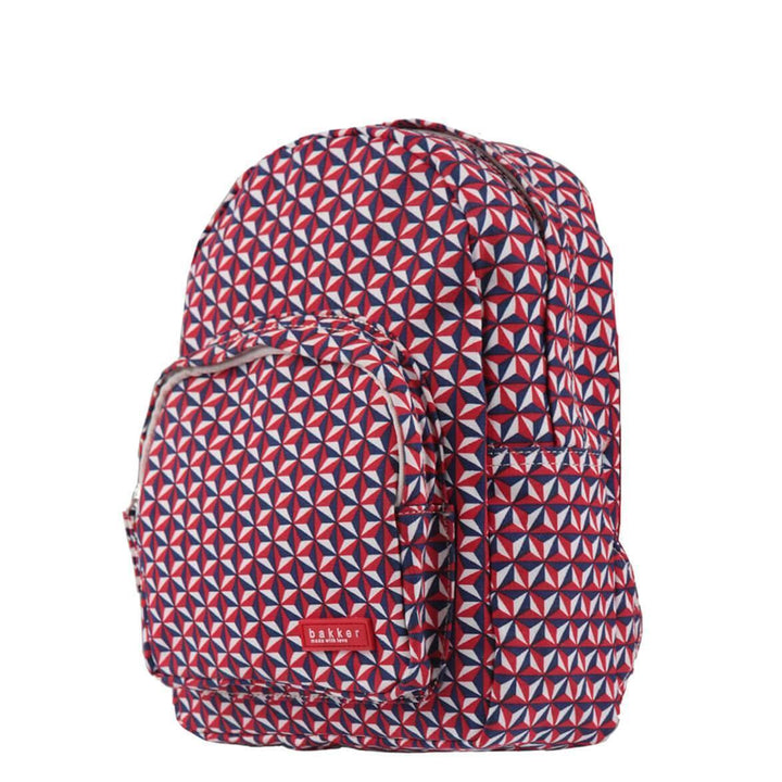 Bakker Kinderrucksack Kindergarten- Rucksack mit grafischem Muster in blau rot weiß bei Nauli and Stories