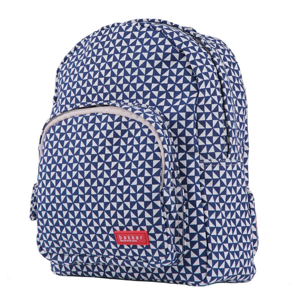 Bakker Kinderrucksack Kindergarten- Rucksack mit grafischem Muster in blau weiß bei Nauli and Stories