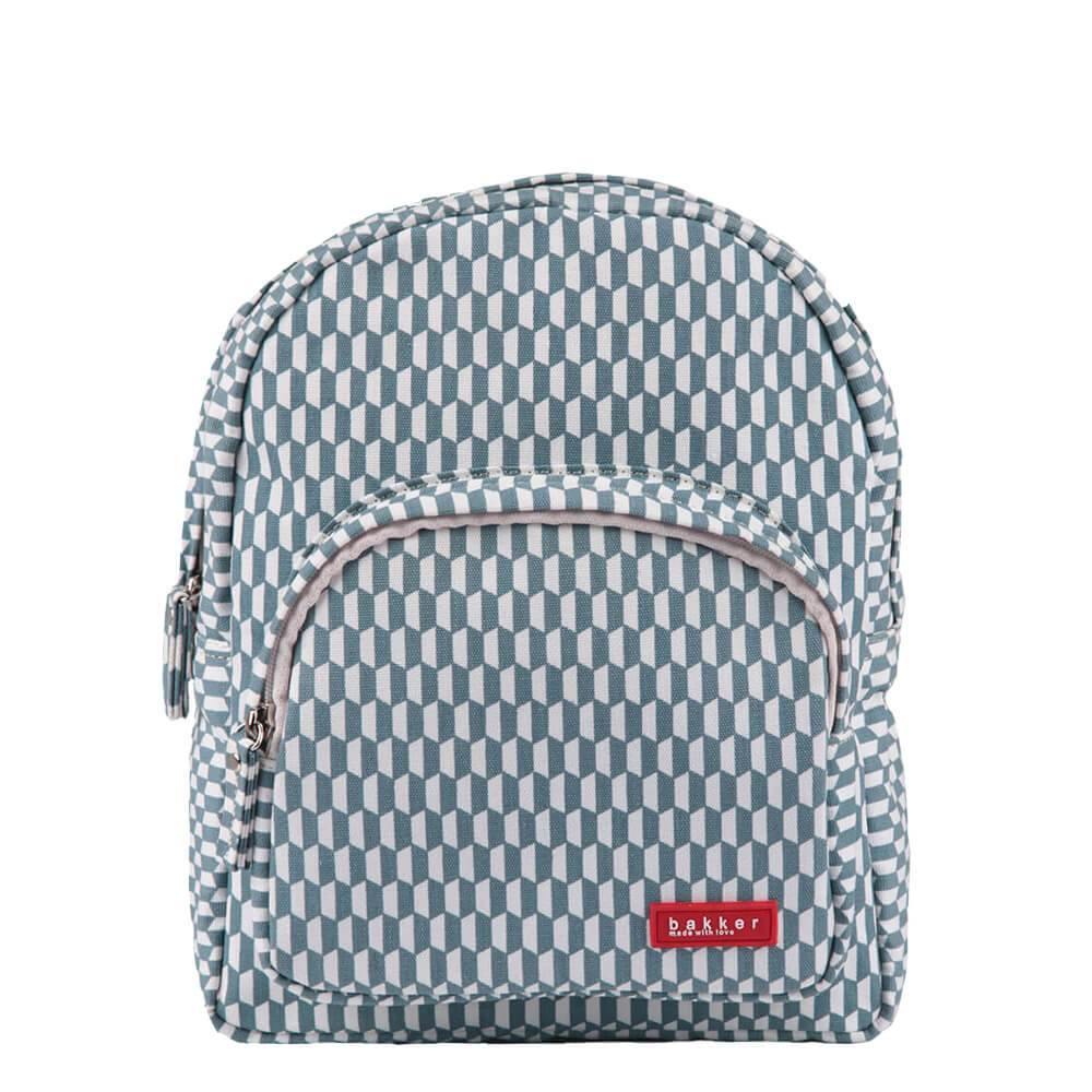 Bakker Kinderrucksack Kindergarten- Rucksack mit grafischem Muster in taubenblau und weiß bei Nauli and Stories