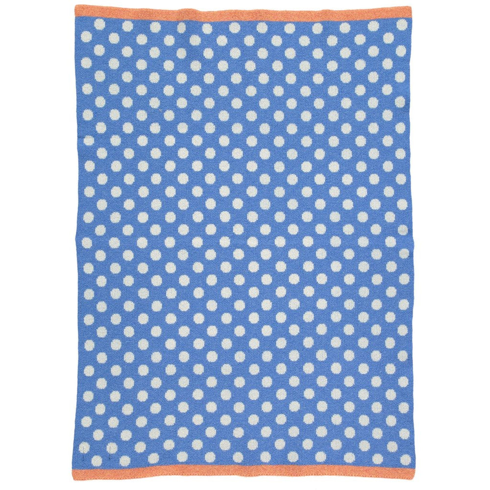 Catherine Tough Babydecke Babydecke aus Lammwolle - blau mit weißen Polkadots