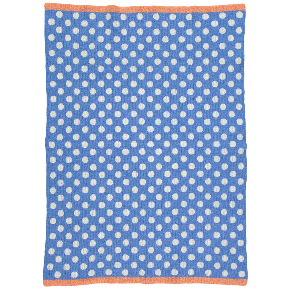Catherine Tough Babydecke Babydecke aus Lammwolle - blau mit weißen Polkadots bei Nauli and Stories