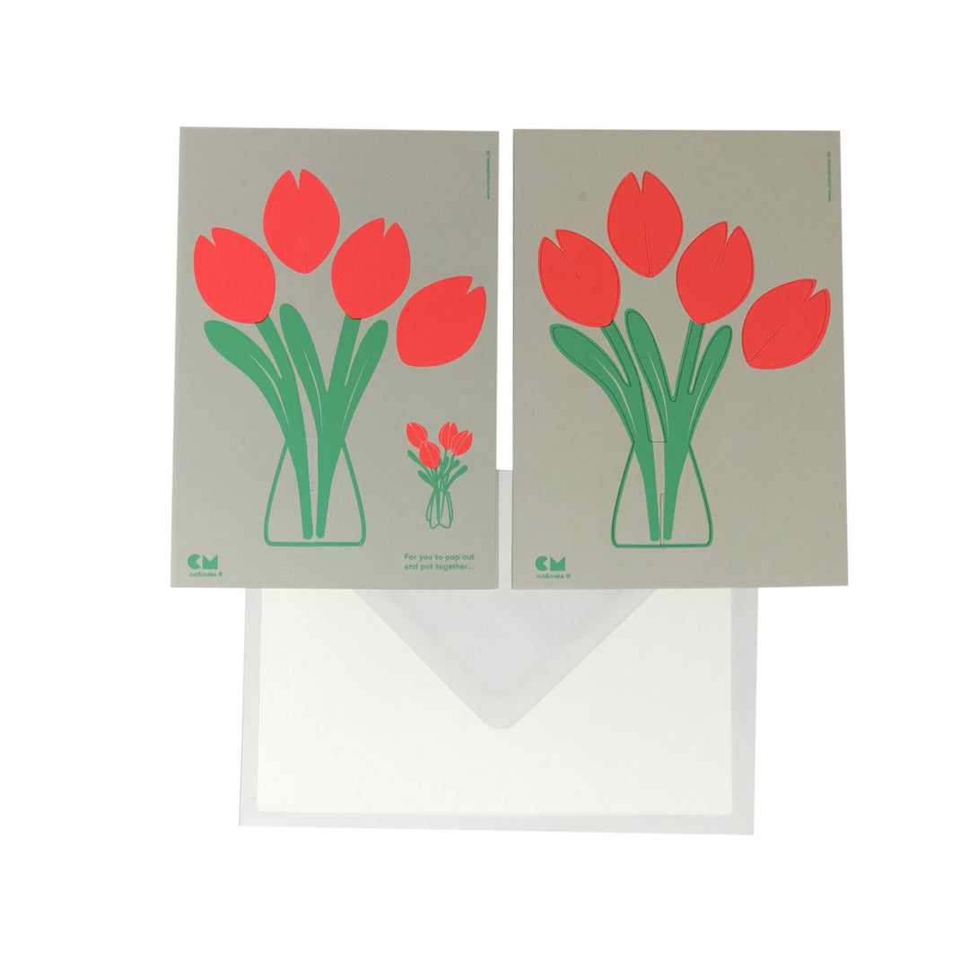 cut & make Grußkarte Tulpen Karte bei Nauli and Stories