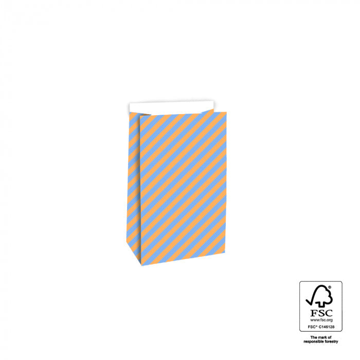 Geschenkverpackung Geschenktüte Geschenktüte - gestreift peach blau bei Nauli and Stories