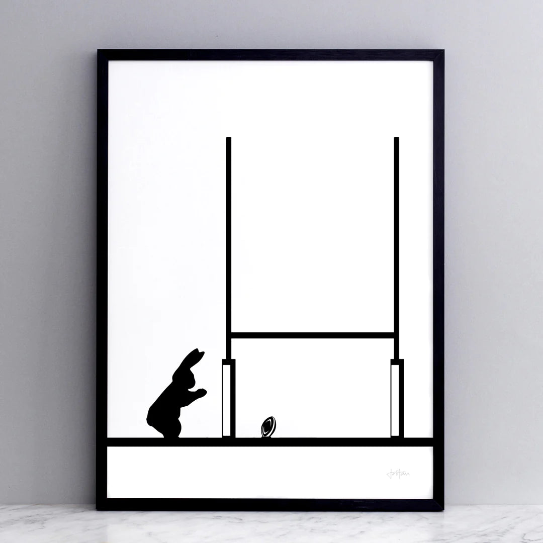 HAM by Jo Ham Kunstdruck Kunstdruck Rugby spielender Hase, 30x40cm bei Nauli and Stories
