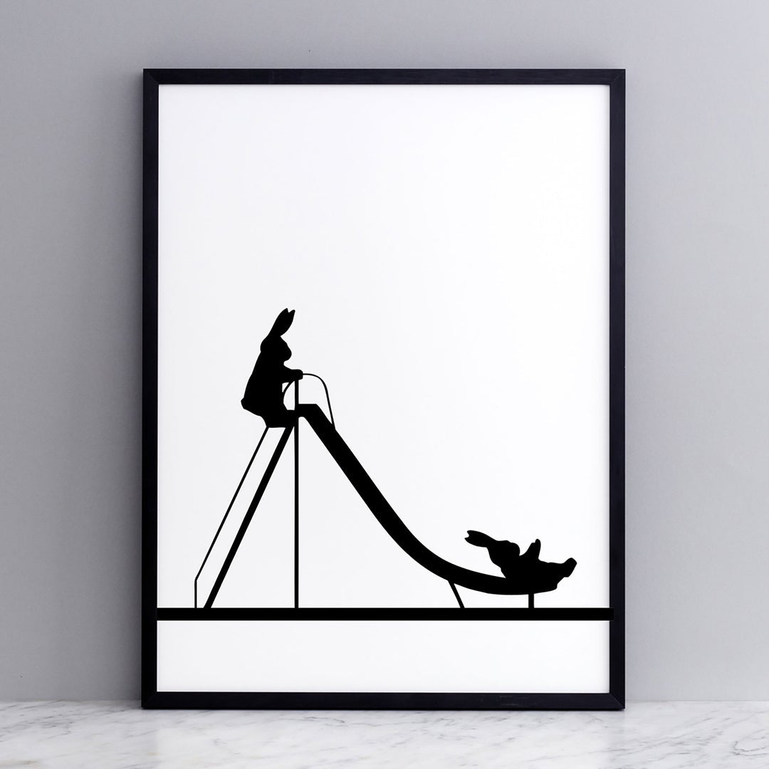 HAM by Jo Ham Kunstdruck Kunstdruck rutschender Hase, 30x40cm bei Nauli and Stories