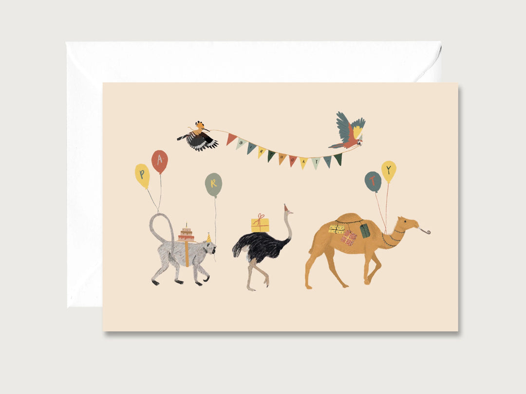 Herz & Papier Geburtstag Grußkarte - Birthday - Affe Strauß Kamel bei Nauli and Stories
