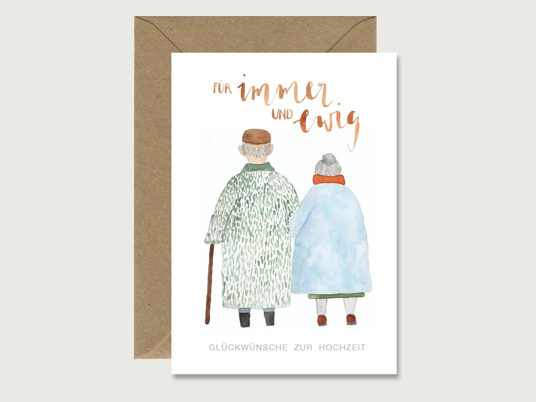 Herz & Papier Hochzeit Hochzeitskarte - Für immer und ewig - Altes Paar bei Nauli and Stories
