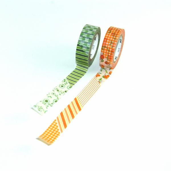 Kamoi Washi Tape Washi Masking Tape Blumen orange x grün bei Nauli and Stories