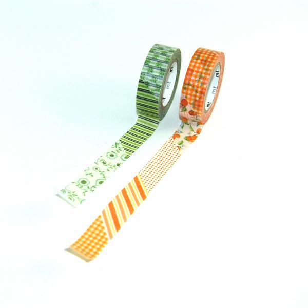 Kamoi Washi Tape Washi Masking Tape Blumen orange x grün