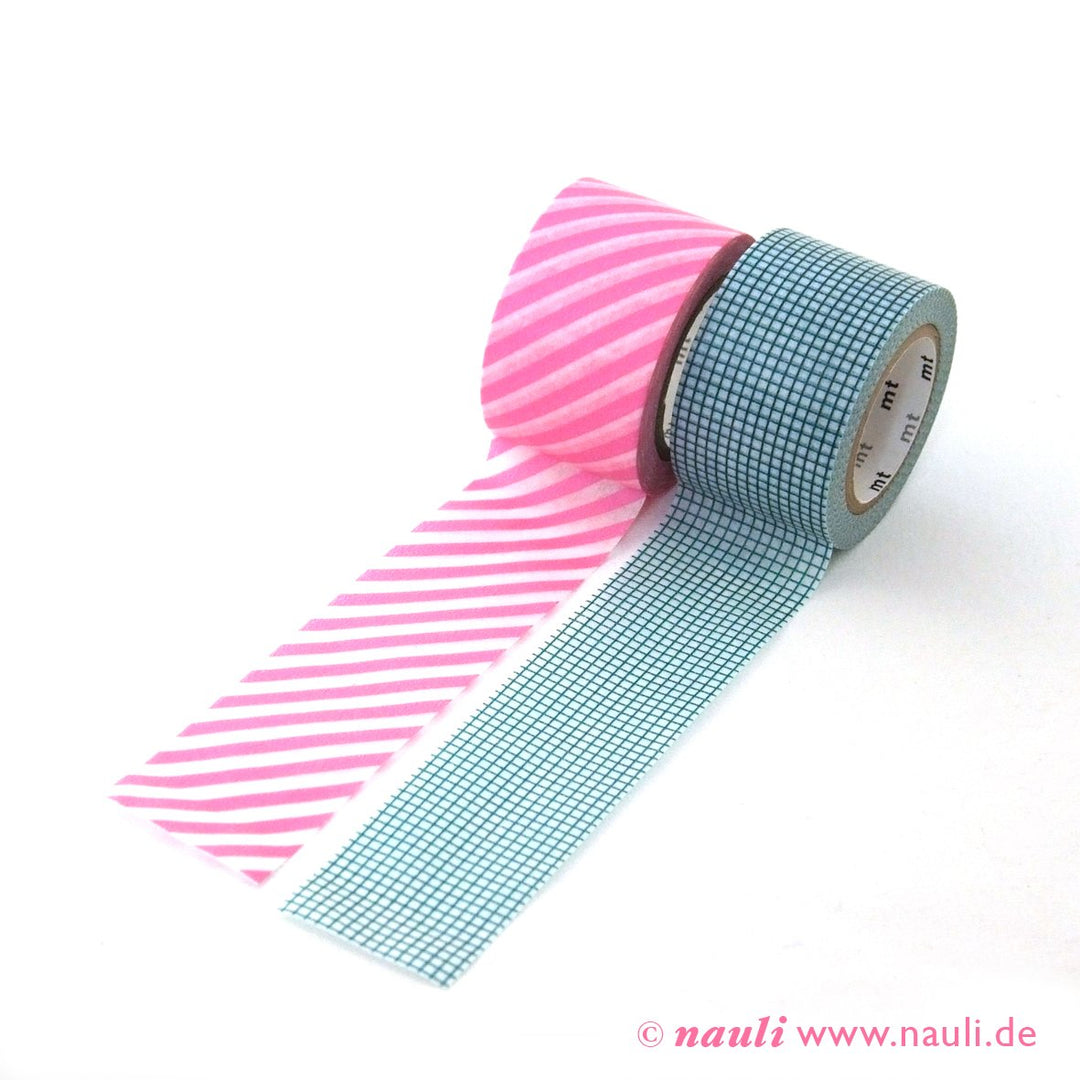 Kamoi Washi Tape Washi Masking Tape Streifen stripe rosa x hougan Karo blau