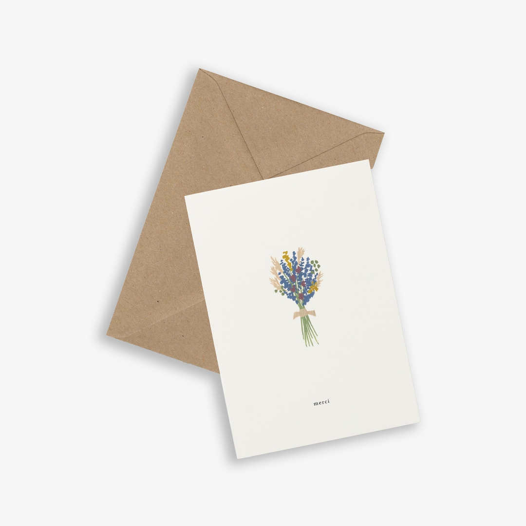 Kartotek Danke Dankeskarte - Merci mit Blumenstrauß bei Nauli and Stories