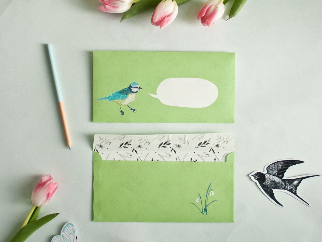 Katja Rub Briefpapier Briefumschläge Set - Meise - Katja Rub bei Nauli and Stories