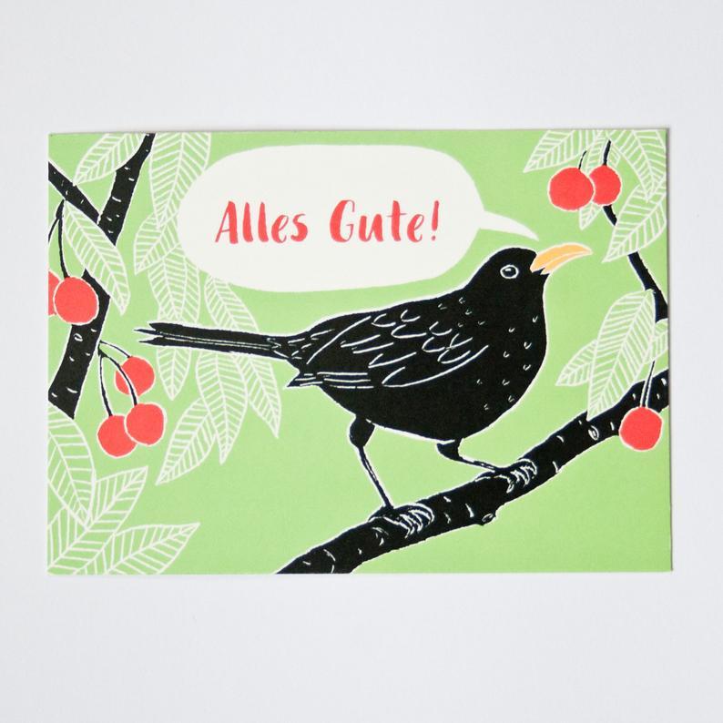 Katja Rub Grußkarte Grußkarte Alles Gute! - Amsel