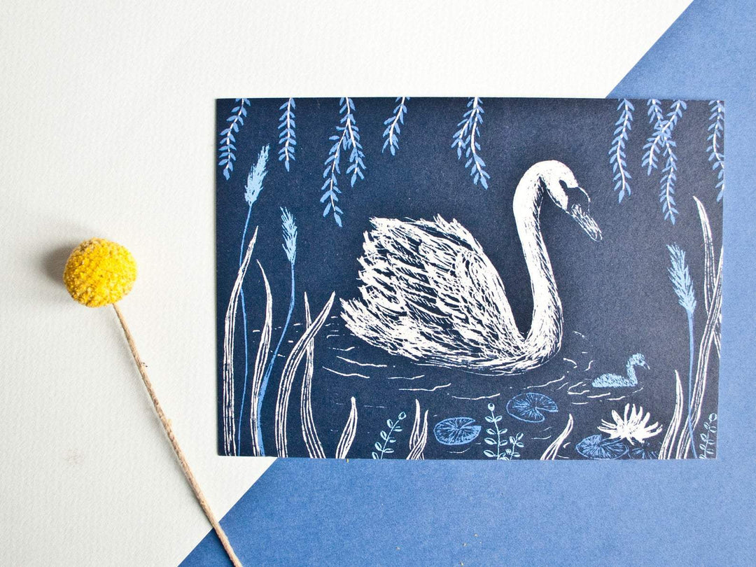 Katja Rub Tier Schwan Postkarte bei Nauli and Stories